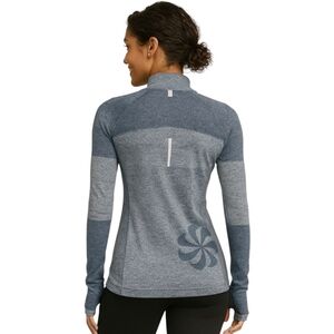 Nike Heathered Blue Colorblock‎ Quarter Zip Fitted Run Top - S Lightweight Layer